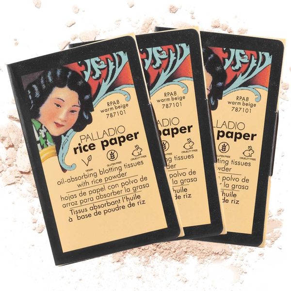 Palladio Rice Paper Facial Tissues for Oily Skin, Face Blotting Sheets Made from Natural Rice, Oil Absorbing Paper with Rice Powder, 2 Sided, Instant Results, Warm Beige, 40 Count (Pack of 3)