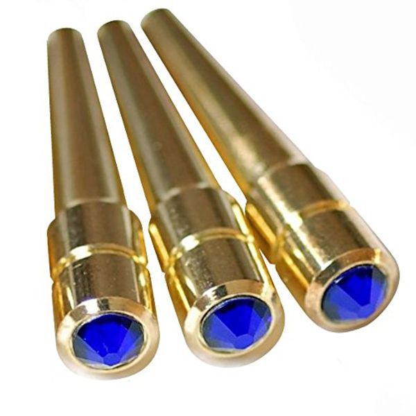 Pack of 3 Austrian Crystal/Rhinestone cribbage pegs 25mm solid Brass (Blue)