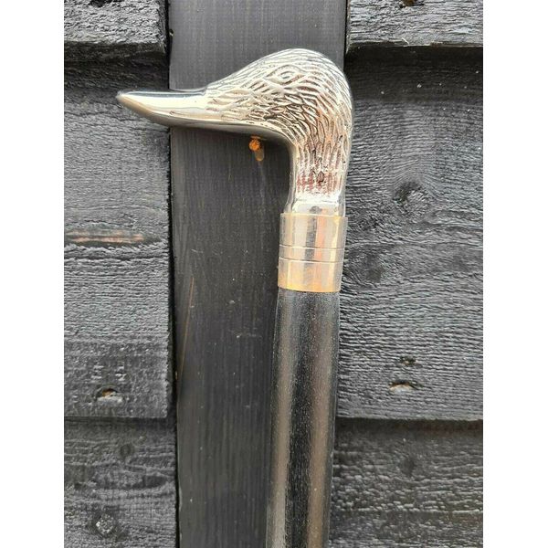 Retro Collection's Gentleman Classic Style Wooden Walking Stick Duck Head Nickel Finish