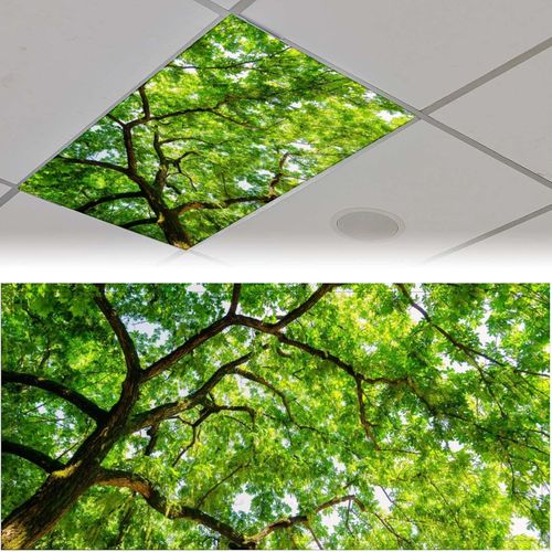 2Pcs Tree Fluorescent Light Covers for Ceiling Lights Classroom, Magnetic Light Filters for Office, Classroom, Home 4 X 2 Feet