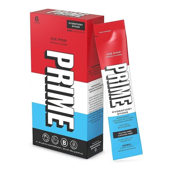 PRIME Hydration+ Sticks ICE POP | Hydration Powder Single Sticks - 12 Pack