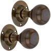 Infinity Decor Pair of Antique Old Style Solid Brass Ball Mortice Door Pull Knobs Set 45mm - Ideal for Interior & Exterior use