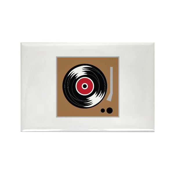CafePress Vinyl Record Player Magnets Rectangle Magnet, 3"x2" Refrigerator Magnet