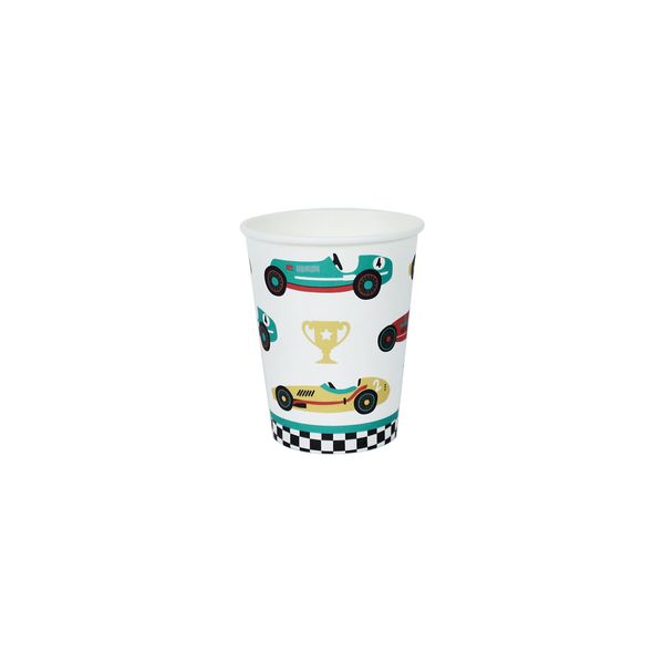 Merrilulu Vintage Race Car Party Cups, 12 ct | Paper Cups | Race Car Party Tableware | Race Car Cups