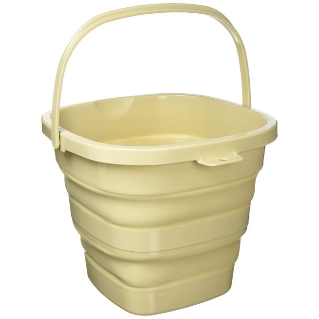 BUNDOK BD-602BE Folding Bucket, 3.2 gal (10 L), Beige, Foldable, Compact Storage