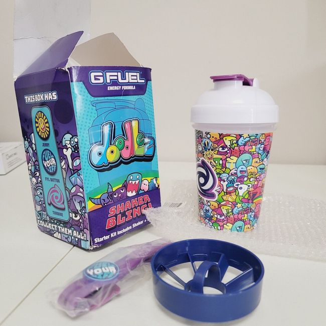 G Fuel Doodlez Starter Kit Collector's Box 16oz Doodle Shaker Cup + 3 Charms
