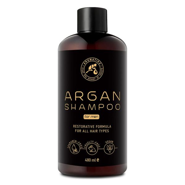 Argan Oil Shampoo For Men 480ml with Natural Argan Oil & Herbal Extracts For all Hair Types - Special Restorative Formula For Men - Hair Care