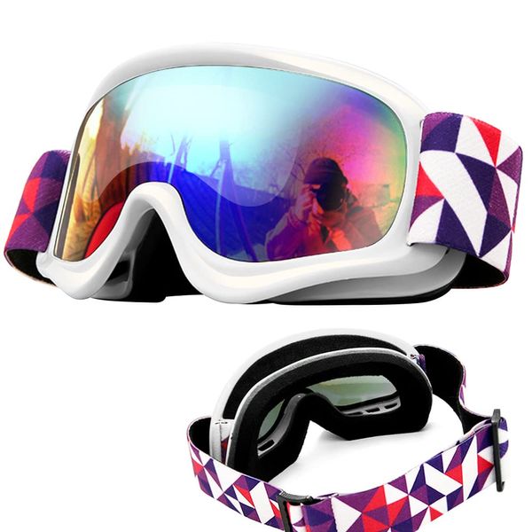 Tyuodna skibrille kinder, Anti-Fog Skibrille sonnenbrille kinder,UV-Schutz ski Goggle,Skibrille für Brillenträger,Schutz Winddicht Snowboadbrille,Skibrillen (Weiß)