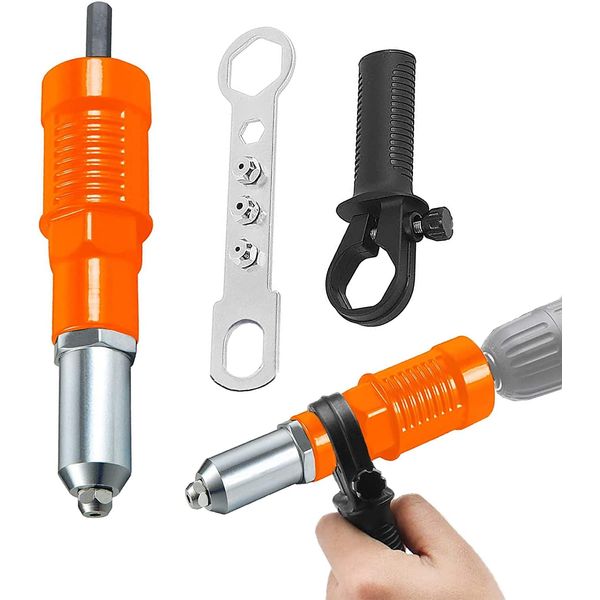 MOLATE Rivet Gun Rivet Tool Riveter Electric Rivet Nut Rivet Gun Adapter Nut Rivet Tool Cordless Riveter Drill Adapter Impact Rivet Drill Adapter DIY Electric Rivet Tool