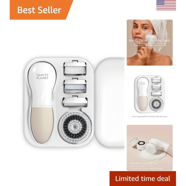 Handheld Facial Cleansing Brush with 4 Interchangeable Brush Heads - Lightwei...