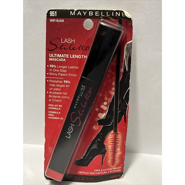 Maybelline Lash Stiletto Ultimate Length Washable Mascara, 951 Very Black (1)