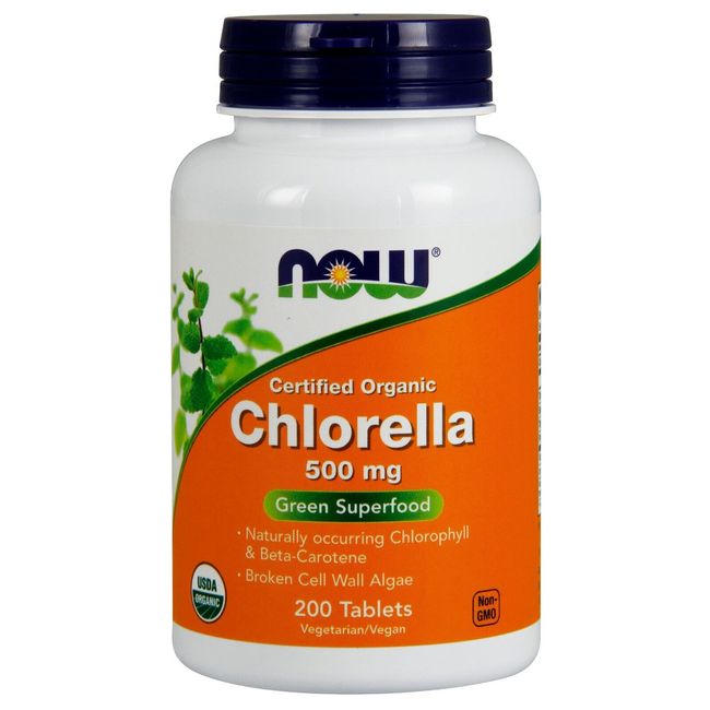 NOW Foods Chlorella 500 mg, Organic, 200 Tablets