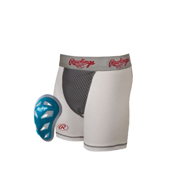 Rawlings Men's Adult Boxer with Cage Cup, White, Large