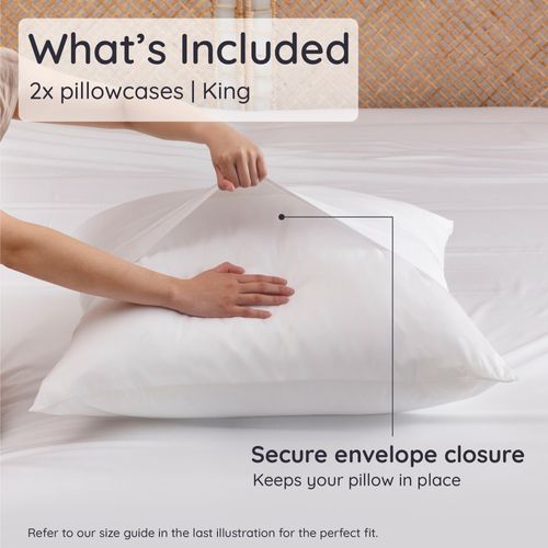 Bambaw 100% Viscose Derived from Bamboo King Pillowcases – Set of 2 Cooling Pillow Cases with Envelope Closure, White King Pillow Cases Set of 2, Breathable Acne Pillow Case(White)