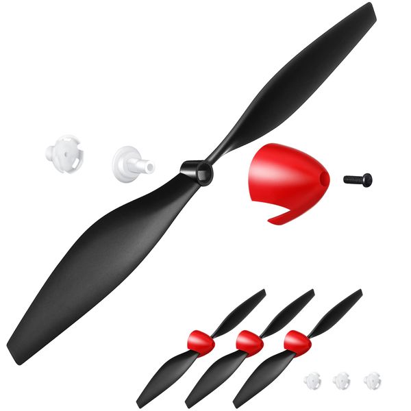 Riakrum Spare RC Plane Propellers RC Airplane Carbon Fiber Nose Cone Compatible with Tr-p51 Rc Plane 4 Channel Remote Control Airplane with Propeller Savers and Adapters(6 Sets)