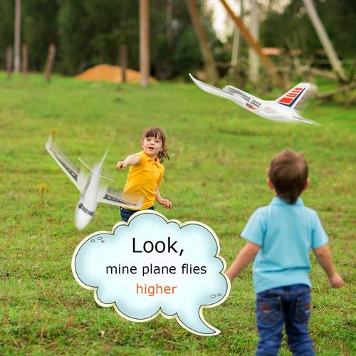 BooTaa 2 Pack 20" Airplane Toys, Outdoor Kids Toys, Large Foam Plane Glider, Outside Toys, Toys for 3 4 5 6 7 8 9 10 Year Old Boys Girls, Outdoor Yard Games for Kids Family