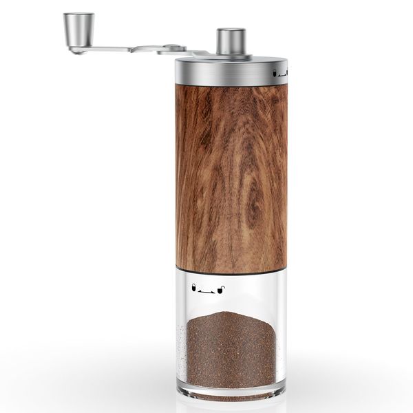 Parhatstor Coffee Grinder, Hand Grind, Coarse Adjustable, Stainless Steel Mill, Convenient to Clean, Outdoors, Camping, Versatility, Brown, Gift