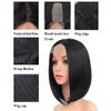 JOLNVCA Black Bob Wigs Straight Short Wigs for Women Synthetic Heat Resistant Fiber Hair Middle Part Natural Looking Daily Cosplay Party Wigs 12 Inch (Black)