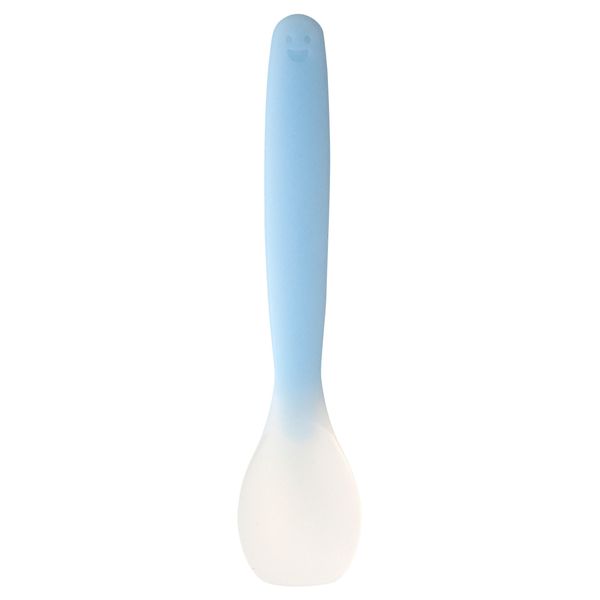 Marna K600LB Soft Silicone Spoon (5.9 inches (15 cm), Light Blue, Soft Silicone, Baby Food, Nursing Care