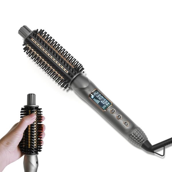 TANSHINE Curling Iron Brush,1.25 Inch Curling Thermal Brush,Professional Anti-Scald Instant Heated Round Brush for Blowout Look,1 1/4 Inch Curling Comb,Hair Curler Hot Brush Styler for Short Long Hair