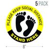 Social distancing floor decals for carpet, floor sign 6 ft. (5 pack)