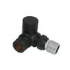 NRG Black Towel Rail Corner lockshield Radiator Valve One Pair
