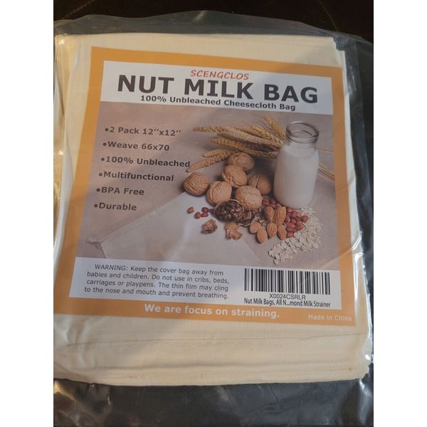 Nut Milk Bags for Almond milk or Cold Brew Coffee 2 Pack from Scenaclos