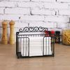 MyGift Scrollwork Black Metal Wall Mounted or Tabletop Folded Paper Towel Rack