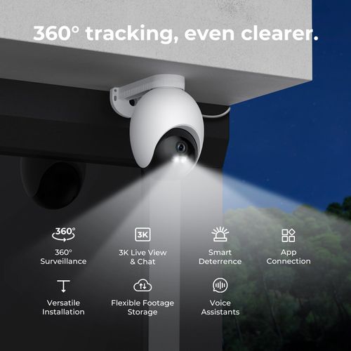 IMILAB EC6 3K Plug-in Security Camera Outdoor: Camera for Home Security w/Spotlight 360° Rotating Surveillance, Auto-Tracking Frontdoor/Backyard Cam, 2.4Ghz WiFi, 24/7 Recording, No Monthly Fee