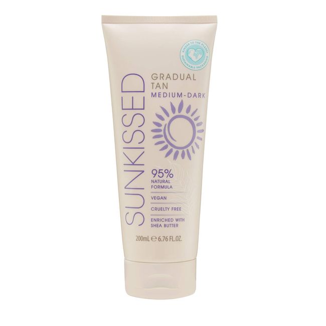 Sunkissed Gradual Tan Medium - Dark 200ml - 95% Natural Formula - Vegan - Cruelty Free - Shea Butter