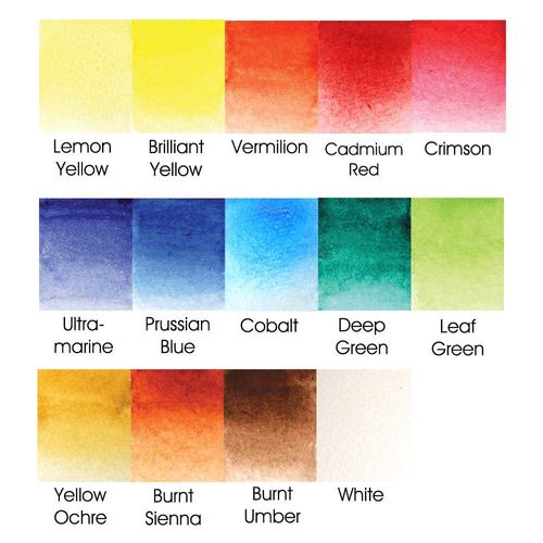Artway Travel Watercolour Paint Set - 14 Half Pans with brush