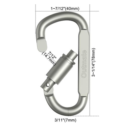 Outmate Premium Aluminum D-Ring Locking Carabiners (Pack of 6) - Lightweight & Durable for Hiking, Camping, Keychains, Dog Leashes & More - NOT for Climbing