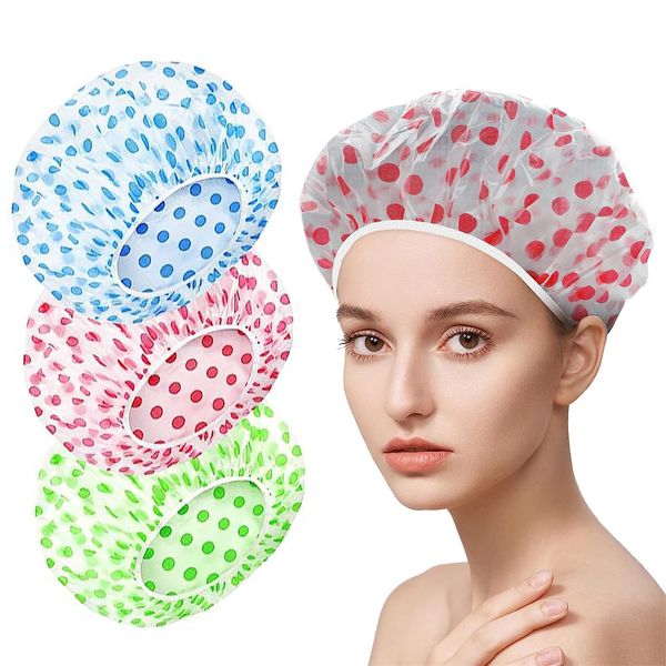 Shower Cap, Hair Cap, Shower Cap, Adult Repeat, Waterproof, Bath, Cap, Shampoo Hat, Adult Smoke, Bath Hat, For Cleansing, Hair Dying, Bathing, Cooking, Commercial, Reusable Elastic Hair Caps, Set of 3, Unisex (As Pictured)