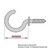 Cup Hooks - White Plastic Coated 25mm (1 Inch) (Qty 100)