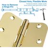 6 Pack Polished Brass Door Hinges 3.5 Inch Rounded Corners Easy Install Hardware