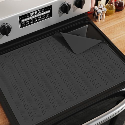 Stove Top Covers, Silicone Stove Mat for Electric Stove,28" x 20" Stove Guard Protector, Cooktop Protector, Range Covers, Electric Stove Top Cover, XL Dish Drying Mat (Black)