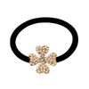 Faux Pearl Rhinestone Center Four Leaf Clover Ponytail Holder