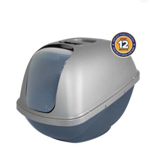 Jumbo Basic Hooded Plastic Cat Litter Pan, Enclosed Cat Litter Box, XL, Pearl