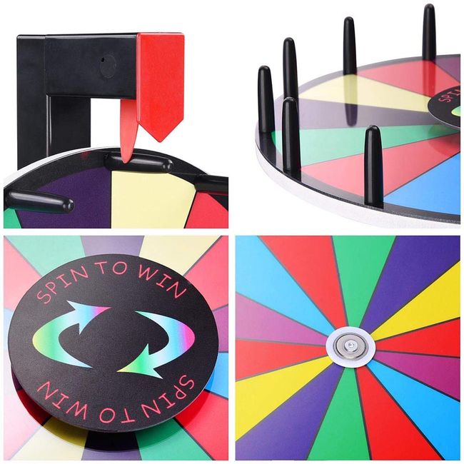 WinSpin 12 Editable Color Prize Wheel Wall Mounted Tabletop 14 Slots Spinning  Wheel for Tradeshow, Home 