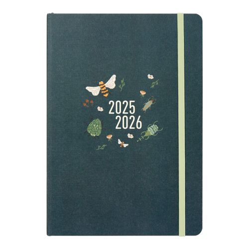 Letts of London® Bumblebee Academic Weekly/Monthly Planner, August 2025 to July 2026, Week-to-View, Sewn Binding, Multilingual, A5 Size, 8.25" x 5.875", Forest (C031907-26)
