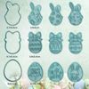 PTaizjjz 12 Pcs Easter Cookie Cutter Set,3D Plastic Easter Egg Stampers Set,Biscuit Cutters for Easter Party Supplies Decorations