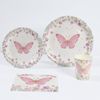 96 WHITE PINK Butterfly Print Disposable TABLEWARE Set Party Events Decorations