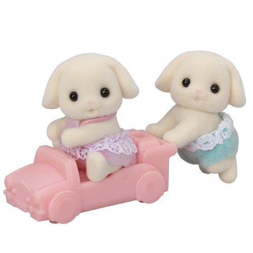 EPOCH Sylvanian Families U-104 Flora Rabbit Twins Dolls, Safety Toy Mark Certified, Toy for Ages 3 Years and Up, Dollhouse