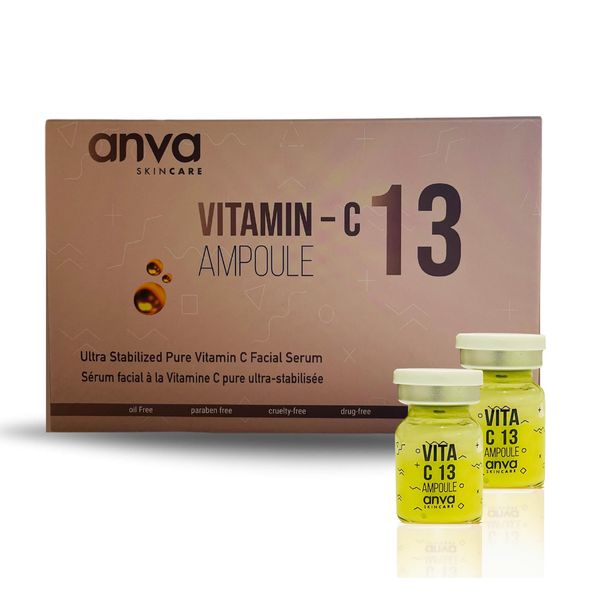 Vitamin C Serum Ampoule – Highly Stabilized 13% Pure Vitamin C Serum for Face - Korean Skincare Super C Serum with Glutathione for Wrinkles and Fine Lines -10 x 5ml Individually Sealed Ampules