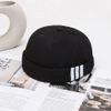 WULIQIUQIU Brimless Docker Cap for Men Sailor Cap Skullcap Beanie Hat(Black)