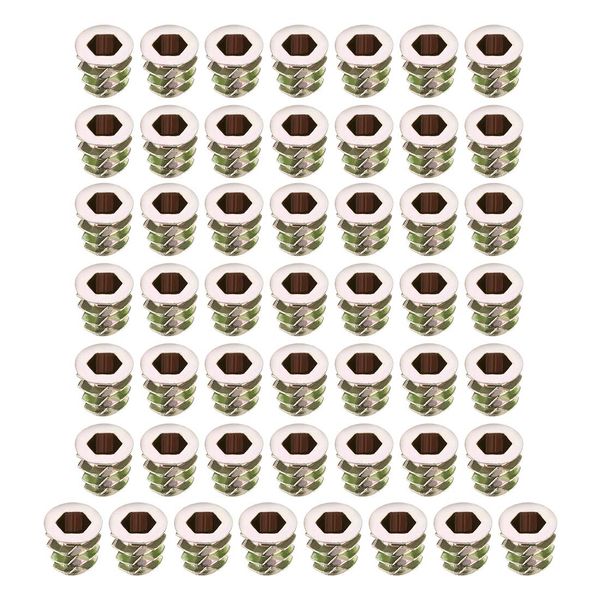 sourcing map Threaded Insert Nut Zinc Alloy Hexagon Socket M5 Internal Thread 10 mm Long Pack of 50