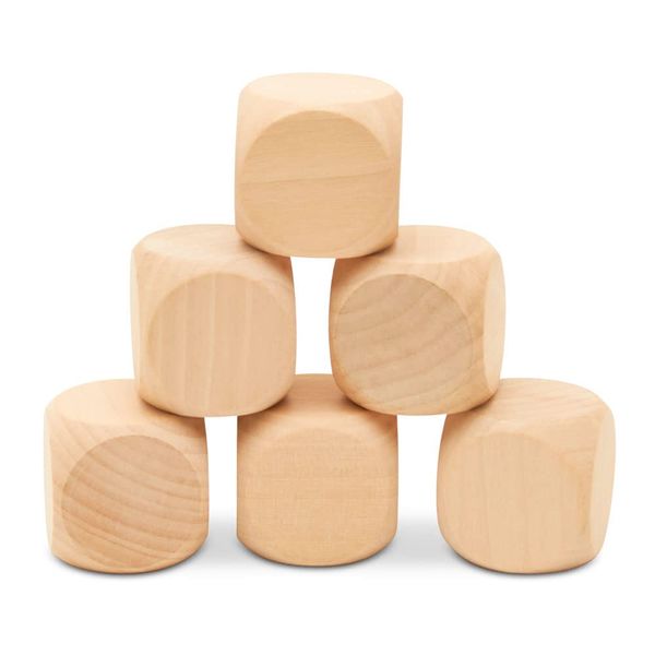 Wooden Blank Dice 1 inch x 1 inch, Pack of 25 Wooden Blocks Unfinished for Wooden Cube Craft, Games, and Parties, by Woodpeckers