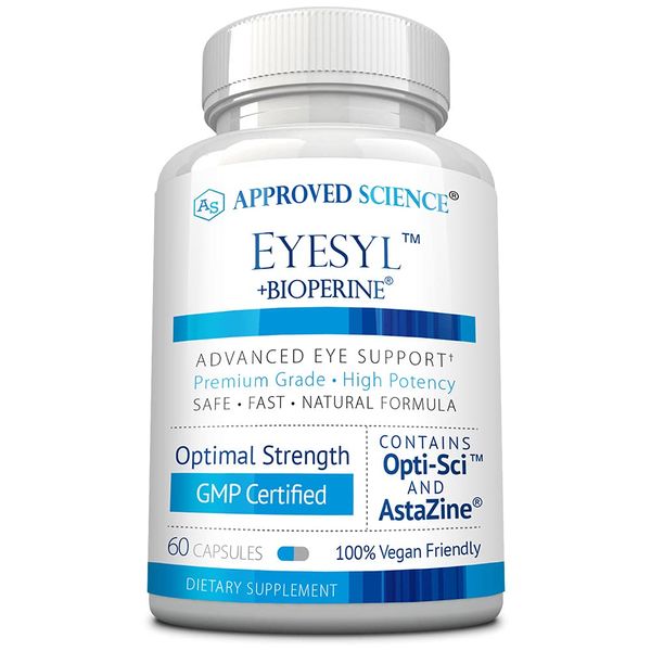 Approved Science® EyeSyl - Eye Health Supplement - Protect Against Vision Loss, Dry Eyes, Eye Fatigue - Lutein, Zeaxanthin, Bilberry - 60 Capsules - Made in The USA