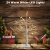 Topbuy Artificial White Birch Tree 2ft Pre-lit Tabletop Christmas Tree w/ 24