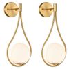2-Pack Mid-Century Modern Wall Sconces Bathroom Globe Vanity Light Fixture Brass